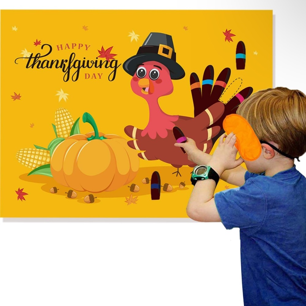 Thanksgiving Party Games for Kids Thanksgiving Games Pin The Tail on the Turkey - Picture 6 of 6